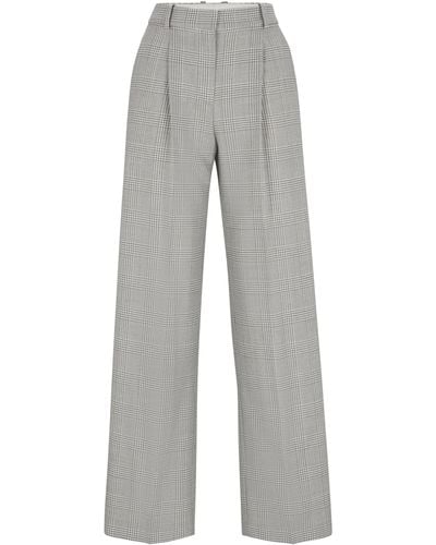 BOSS Straight-Fit Hose aus Schurwolle mit Glencheck-Muster - Grau