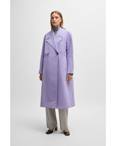 BOSS Double-breasted Coat With Water-repellent Finish - Purple