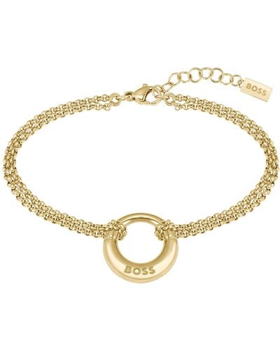 BOSS Gold-tone Bracelet With Branded Hoop - Metallic
