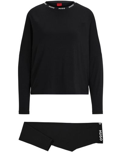 BOSS by HUGO BOSS Stretch-jersey Pyjamas With Contrast Logos - Black