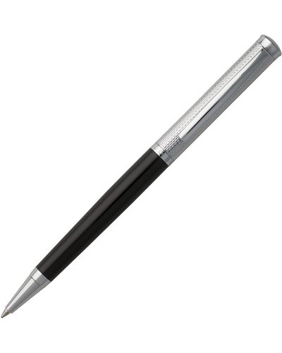 BOSS Kugelschreiber mit gravierten Chrom-Details und mattschwarz lackiertem Finish