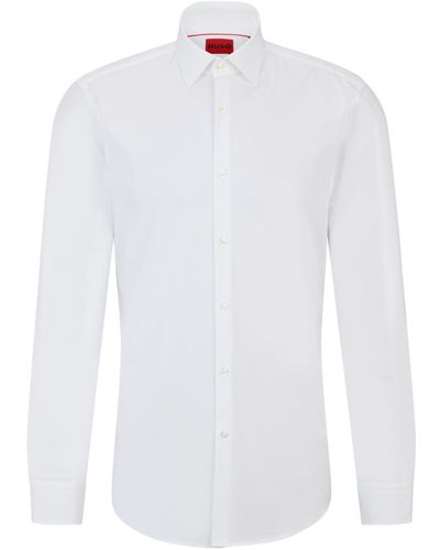 HUGO Slim-fit Overhemd In Een Popeline Van Gemakkelijk Te Strijken Katoen - Wit