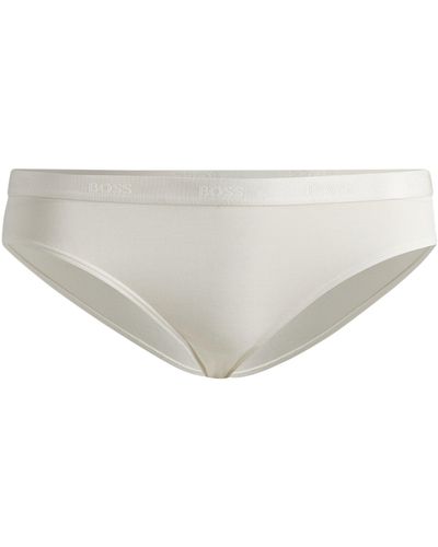 BOSS Stretch-jersey Briefs With Logo Waistband - White