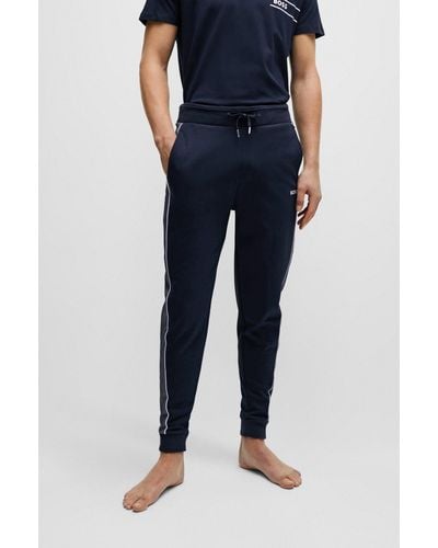 BOSS Cotton-blend Tracksuit Bottoms With Embroidered Logo - Blue