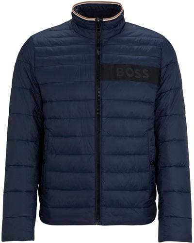 BOSS Wasserabweisende Jacke mit 3D-Logo-Tape - Blau