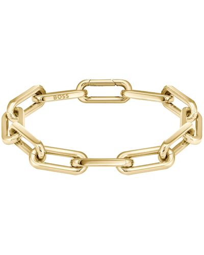 BOSS Gold-tone Bracelet With Branded Link - Metallic