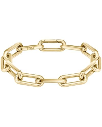 BOSS Goldfarbenes Armband mit Logo-Glied - Mettallic