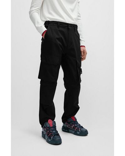 BOSS by HUGO BOSS Regular-fit Cargo Trousers With Stacked-logo Strap - Black