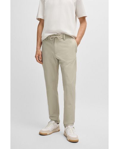 BOSS Tapered-fit Chinos In Technical-stretch Material - Natural