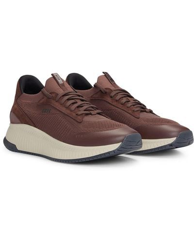 BOSS Ttnm Evo Trainers With Knitted Uppers - Brown