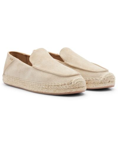 BOSS Suede Slip-on Espadrilles With Jute Sole - Natural