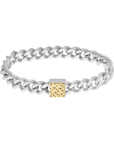 BOSS Stainless-steel Curb-chain Bracelet With Monogram Square - White