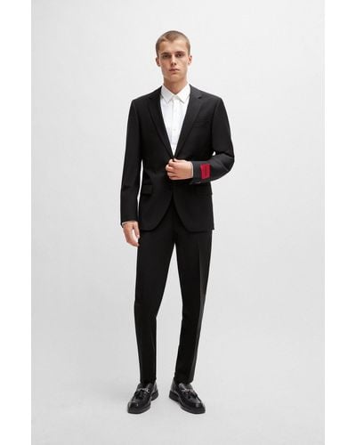 HUGO Slim-fit Suit In A Performance-stretch Wool Blend - Black