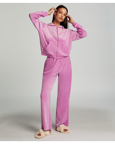 Hunkemöller Pantalón de pijama de terciopelo - Rosa