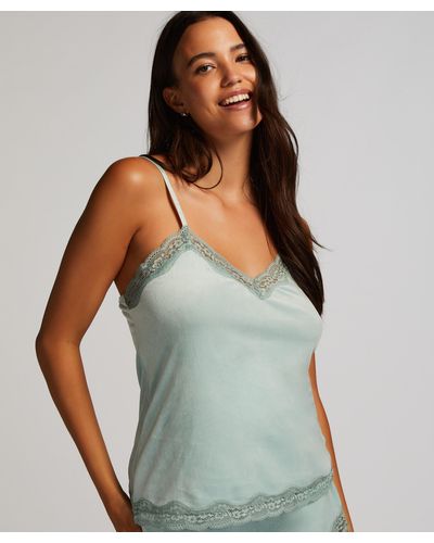 Hunkemöller Camiseta top Velours Lace - Verde