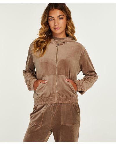 Hunkemöller Hoodie Jas Velours - Bruin