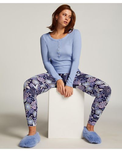 Hunkemöller Pantalón de pijama de tejido de punto - Azul