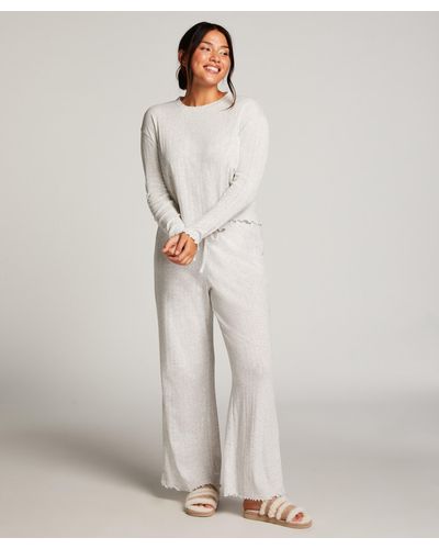 Hunkemöller Pointelle Pyjama Trousers - Grey