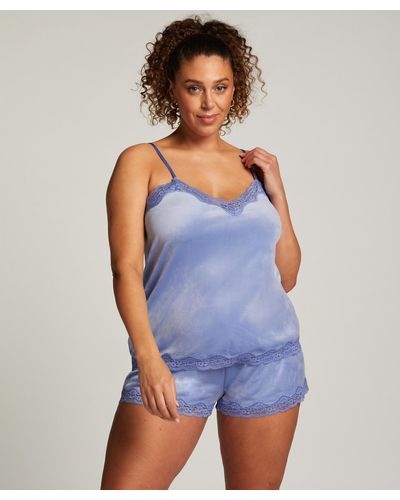 Hunkemöller Cami Top Velours Lace - Blauw