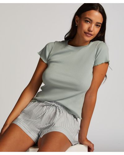 Hunkemöller Short Sleeve Cotton Shirt - Grey