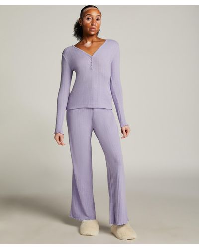 Hunkemöller Pointelle Pyjama Trousers - Purple