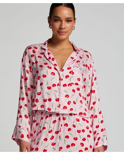 Hunkemöller Twill Long-sleeved Pyjama Top - Red