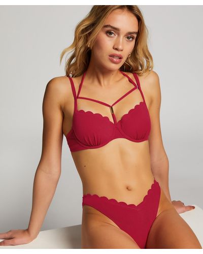 Hunkemöller Braguita de Bikini de Corte Alto Scallop - Rojo