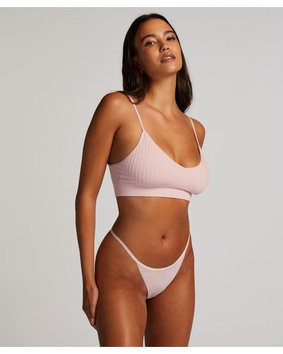Hunkemöller String invisible maille à rayures - Marron