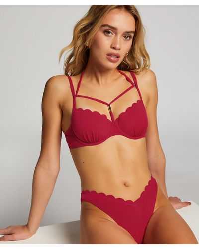 Hunkemöller Haut de bikini préformé à armatures scallop - Rouge