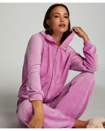 Hunkemöller Hoodie Jas Velours - Roze