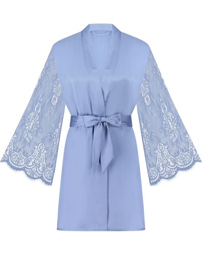 Hunkemöller Kimono Satin - Blauw