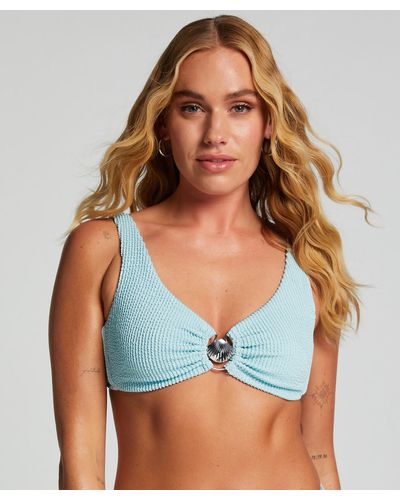 Hunkemöller Bikini Crop Top Crinkle - Blauw