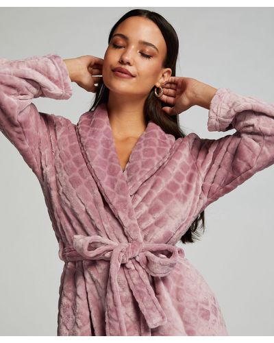 Hunkemöller Korte Badjas Fleece Rib - Roze