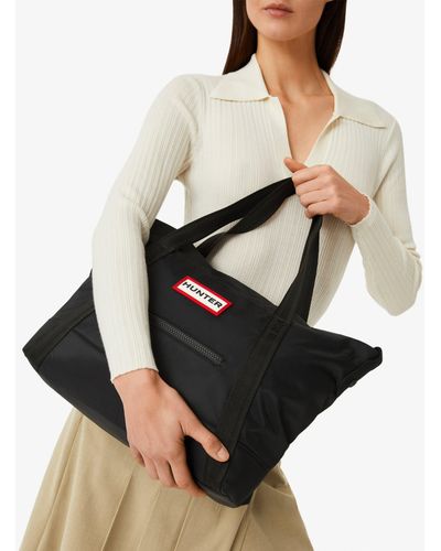 HUNTER Nylon Medium Top Clip Tote Bag - Black