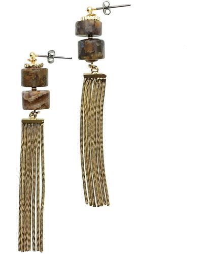 FARRA Jewelry Fire Opal And Gold Tassel Earrings - Metallic