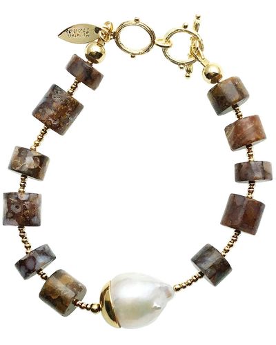 FARRA Jewelry Fire Opal And Baroque Pearl Bracelet - Metallic
