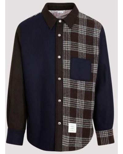 Thom Browne Snap Front Shirt Jacket In Funmix - Blue