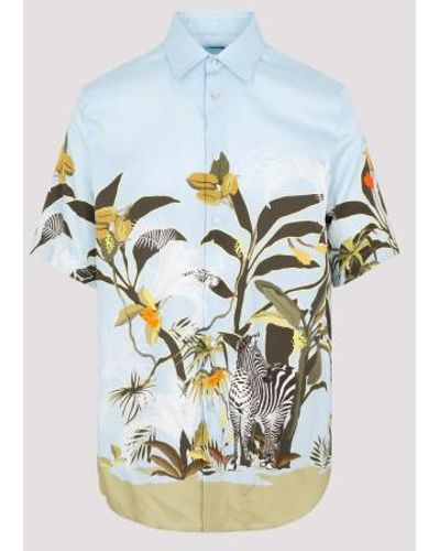 Etro Short-sleeved Cotton Jungle Shirt - Blue