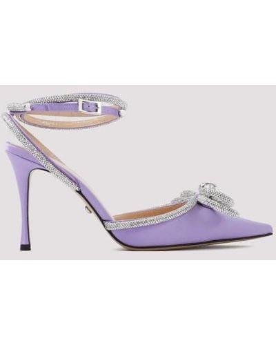 Mach & Mach Lavender Satin Double Bow High Heels Pumps - Purple