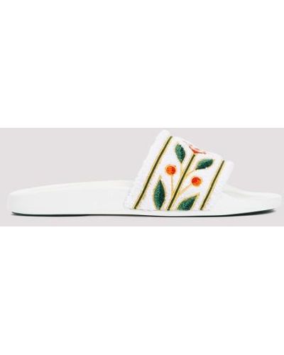 Casablanca Embroidered Terry Sandals - White