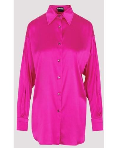 Tom Ford Stretch Silk Satin Shirt - Pink