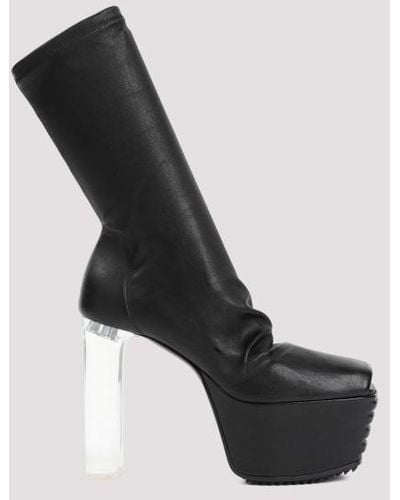 Rick Owens Grill Stretch Peeptoe Boots Shoes - Black