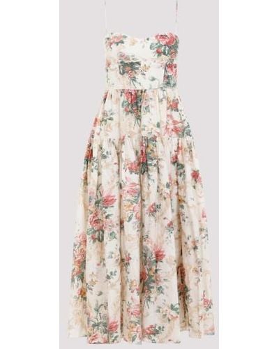 Erdem Strappy Tier Fit And Flare Midi Dress - Natural