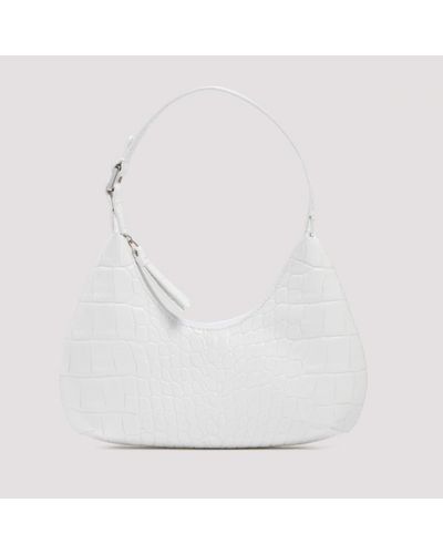 BY FAR Baby Amber Croco Embossed Shoulder Bag - White