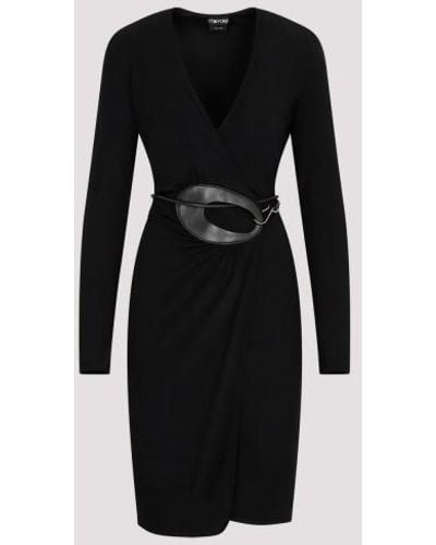 Tom Ford Jersey Wrap Midi Dress - Black