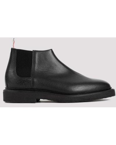 Thom Browne Leather Mid Top Chelsea Boots - Black
