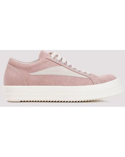 Rick Owens Vintage Contrast-stitch Denim Low-top Sneakers - Pink