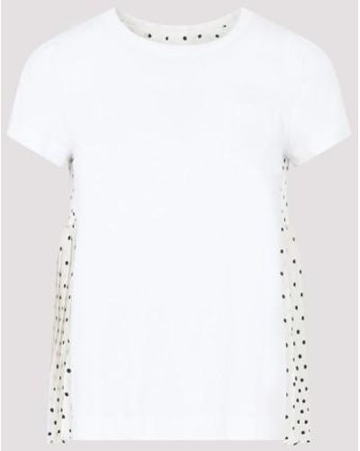 Sacai Polka Dot Print Jersey Cotton T-shirt - White