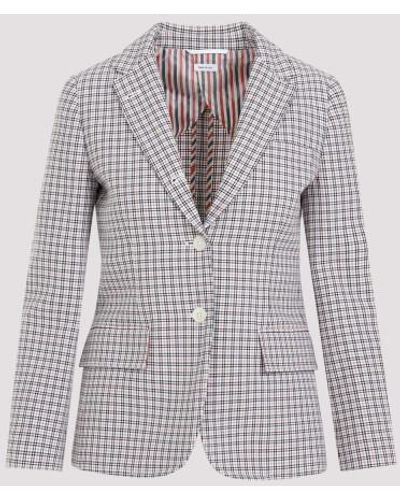 Thom Browne Small Check Cotton Jacket - Gray