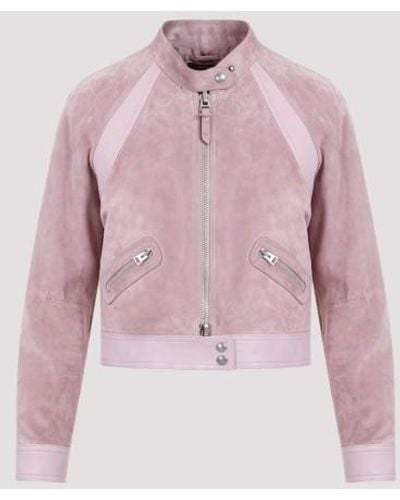 Tom Ford Leather Cropped Jacket - Pink
